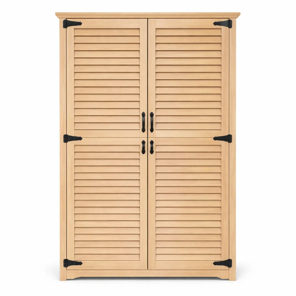 Armadio da Giardino in Legno con Ripiani e Tetto Inclinato