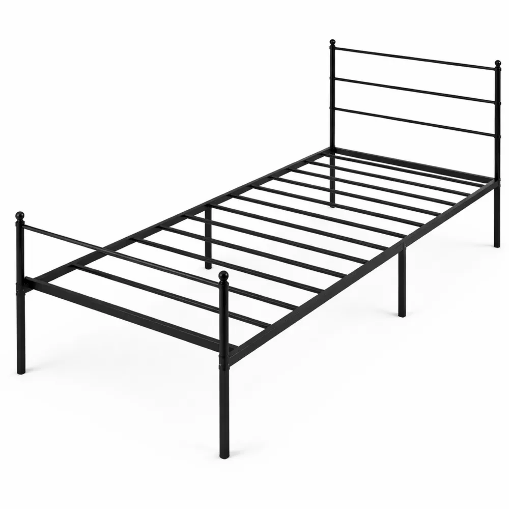 Giroletto singolo in metallo antiscivolo con doghe in acciaio 90x200cm nero