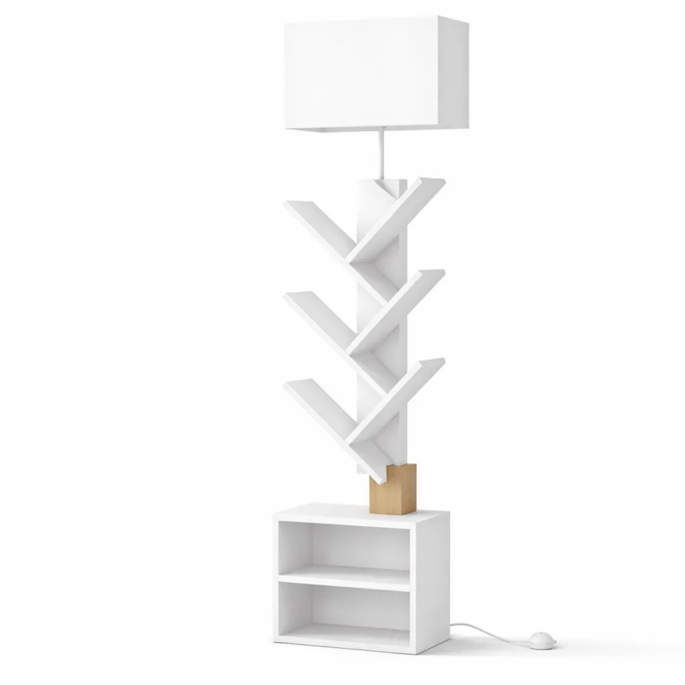 Scaffale ad Angolo a 9 Ripiani Salvaspazio con Luce per Soggiorno e Ufficio