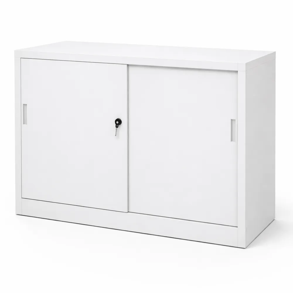 Mobiletto Versatile con Ante Scorrevoli in Metallo, 120x45x90 cm