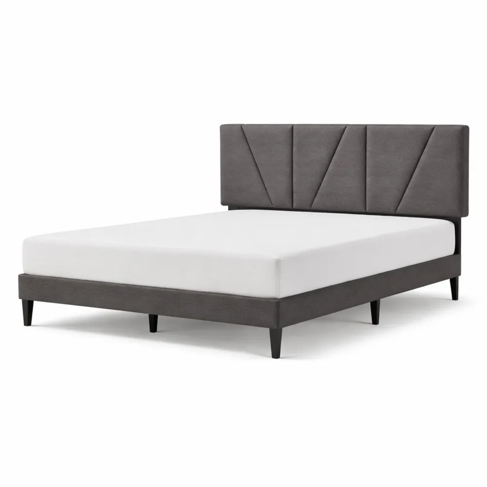 Struttura Letto Matrimoniale 160x190 cm con Testiera Imbottita e Rete a Doghe in Legno