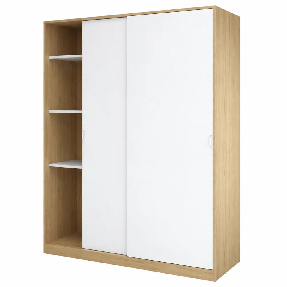 Guardaroba a 2 Ante con Ripiani e Appendiabiti, Colore Rovere Marrone