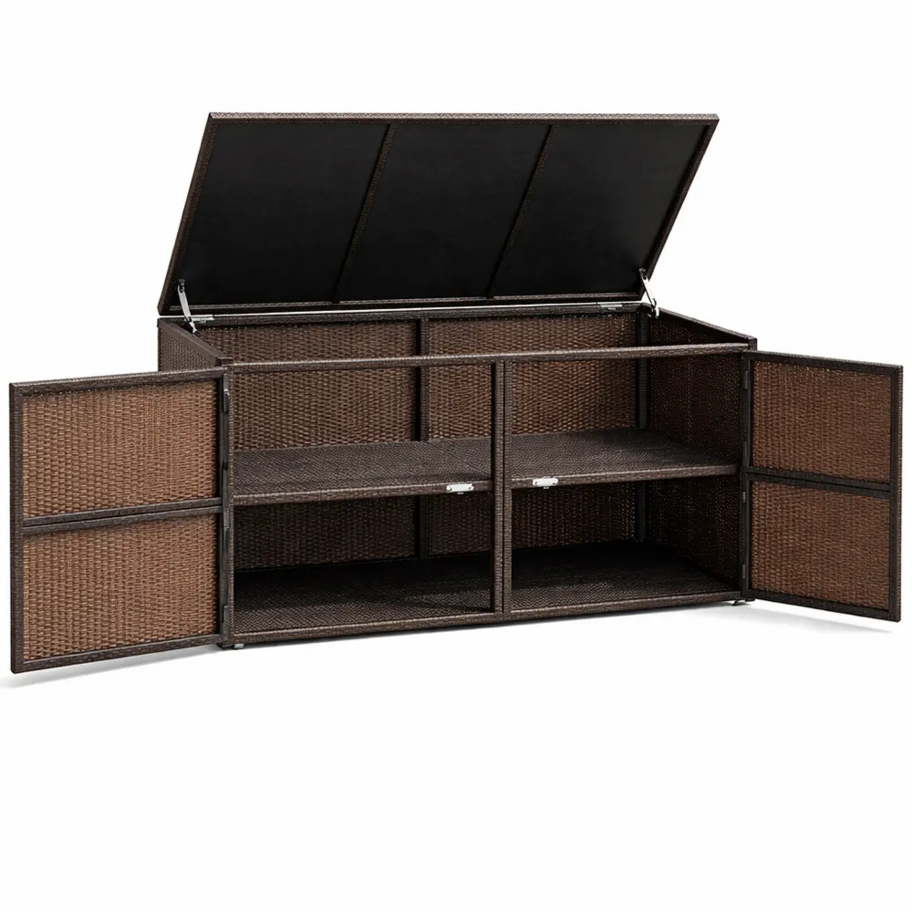 Cassapanca da Esterno in Rattan 330L, Resistente ai Raggi UV e Impermeabile