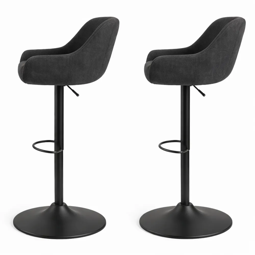 Coppia di Sgabelli da Bar con Braccioli e Schienale, Regolabili e Girevoli