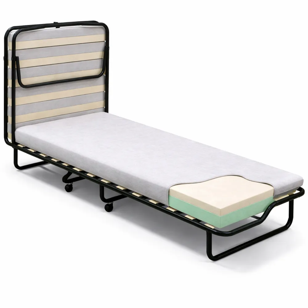 Letto pieghevole a doghe con materasso memory e copertura antipolvere