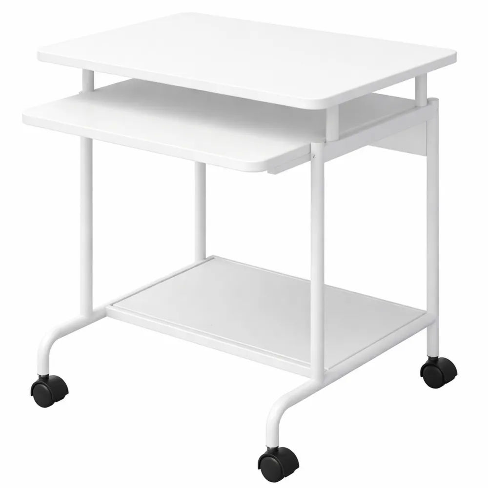 Scrivania Mobile Compatta per Computer con Ripiano Tastiera Scorrevole, Colore Bianco