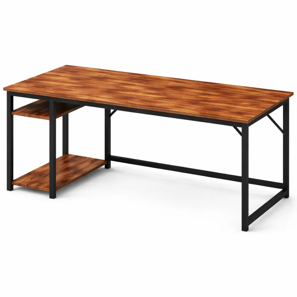 Scrivania per Computer 140x50cm con Ripiani Regolabili