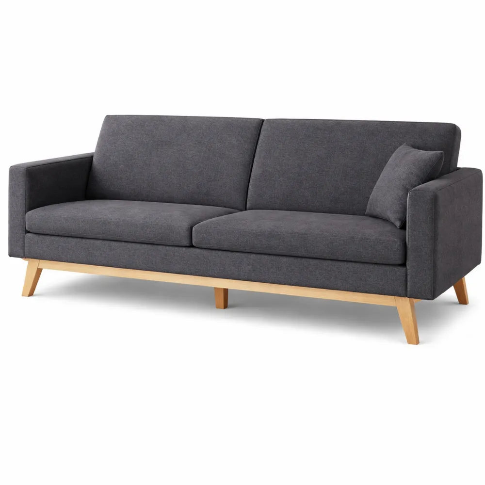 Divano Letto 3 Posti in Tessuto con Sistema Clic-Clac, Include 2 Cuscini, Grigio Antracite