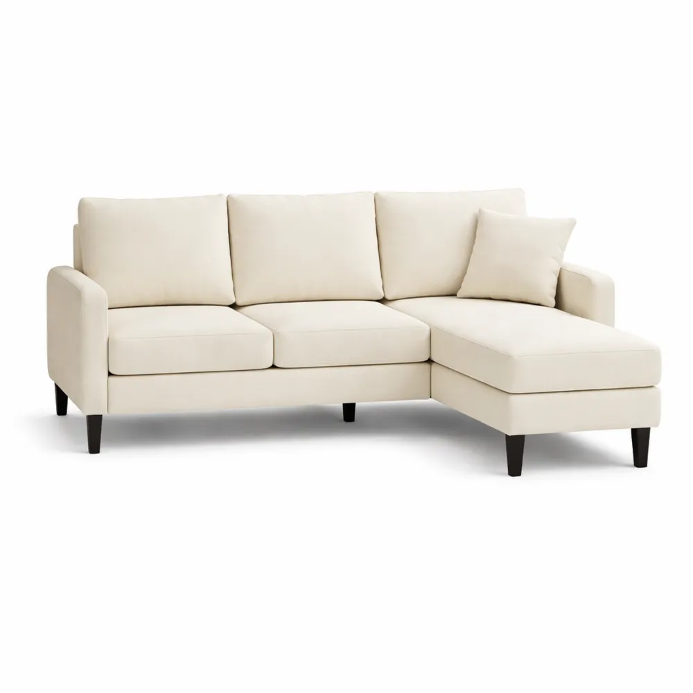 Divano modulare a L con chaise longue, 3 posti, tessuto traspirante