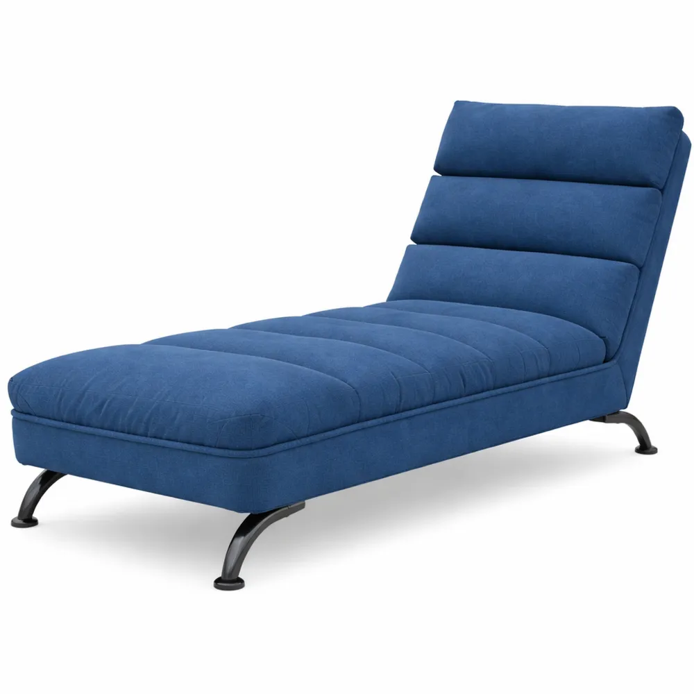 Chaise Longue in Tessuto Blu con Cuscini