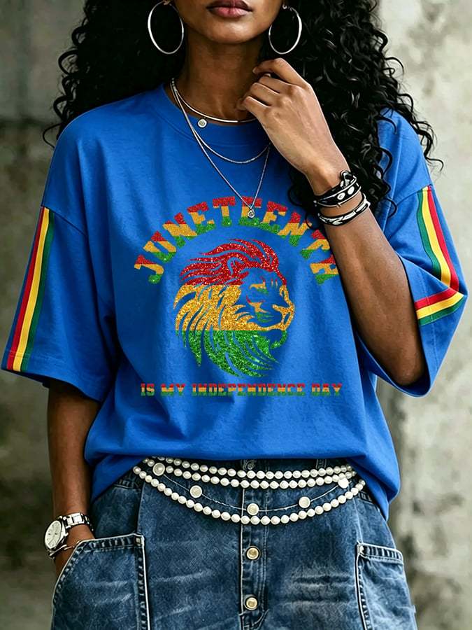 Women's Juneteenth Print Casual T-shirt