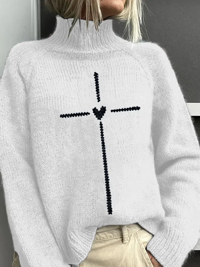 Women's Christian Cross Printed Sweater