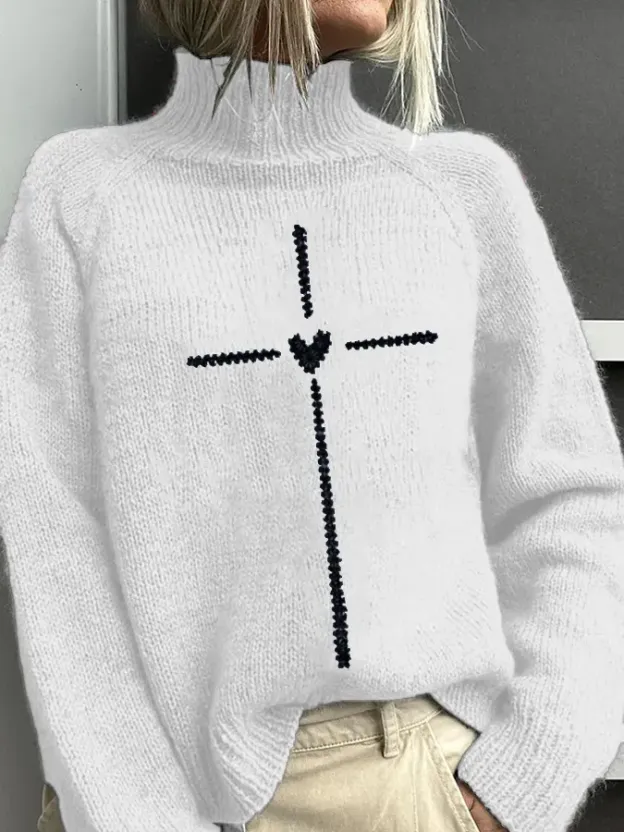 Women's Christian Cross Printed Sweater