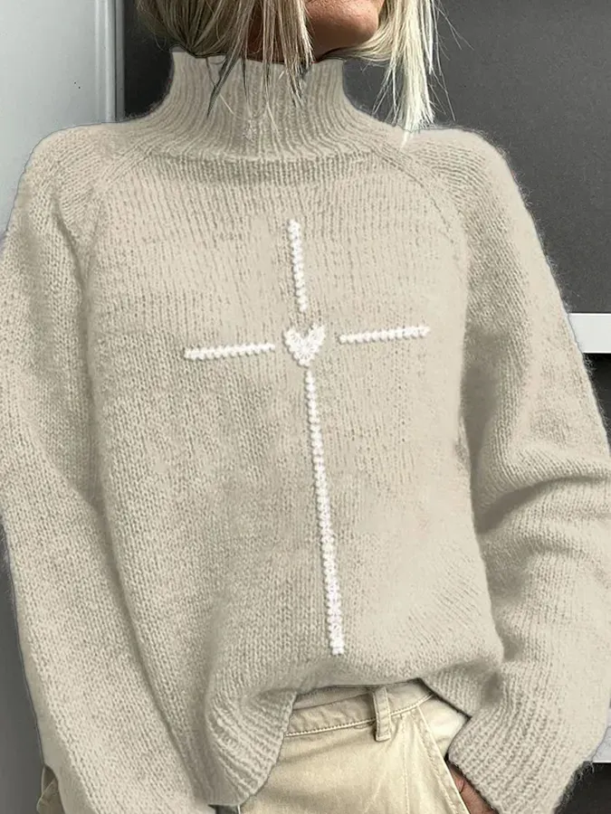 Women's Christian Cross Printed Sweater