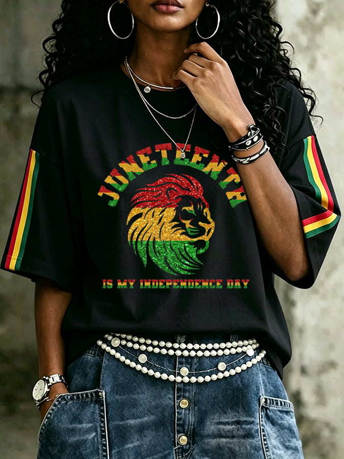 Women's Juneteenth Print Casual T-shirt