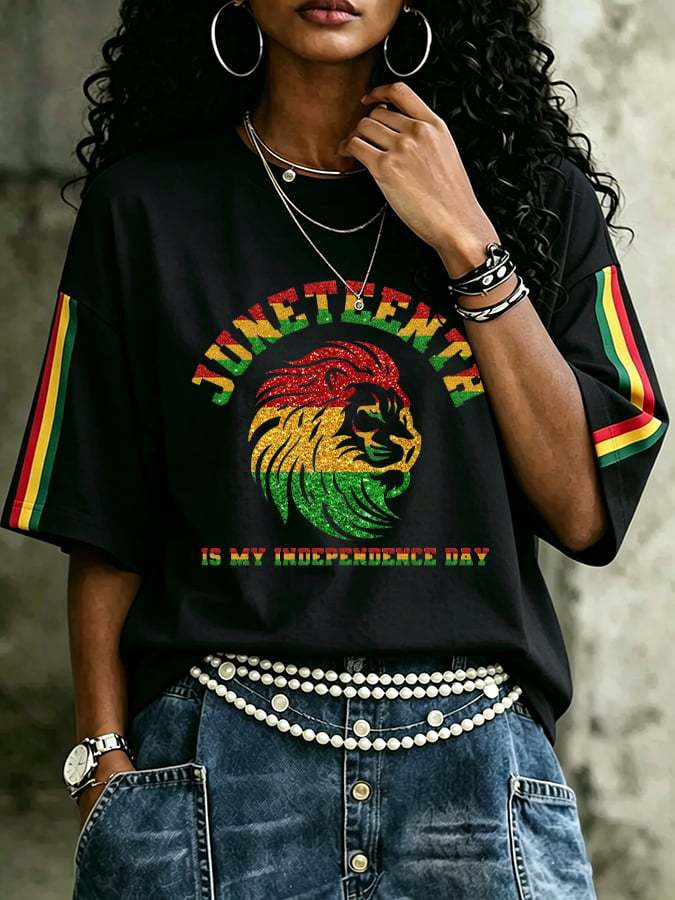 Women's Juneteenth Print Casual T-shirt