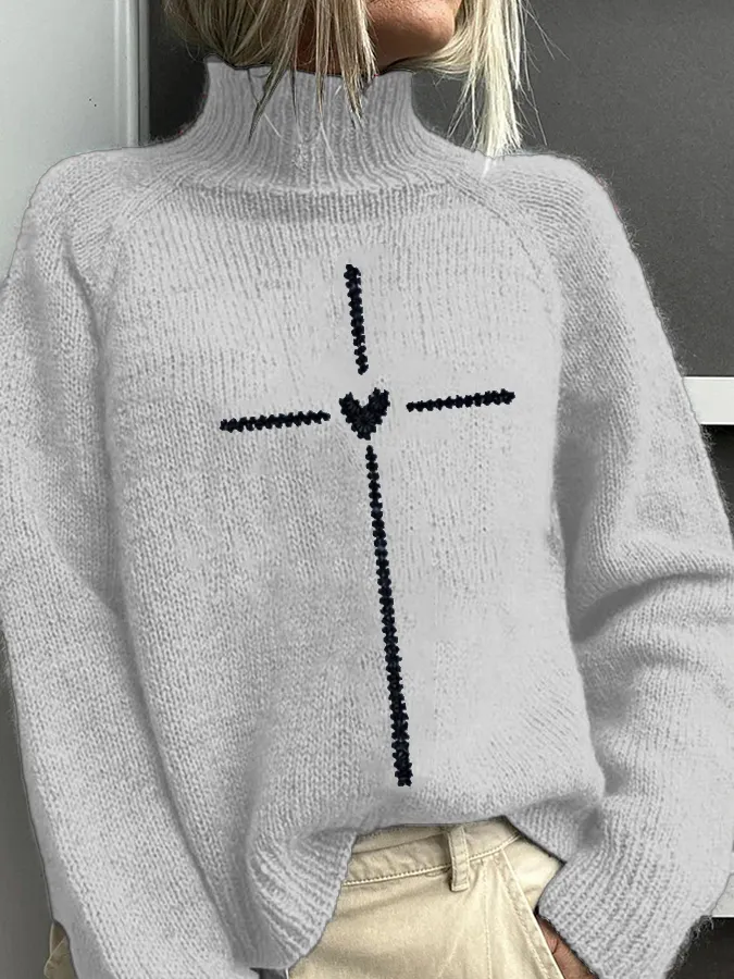 Women's Christian Cross Printed Sweater