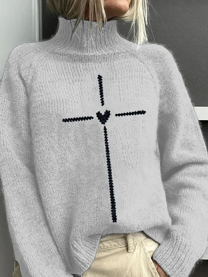 Women's Christian Cross Printed Sweater