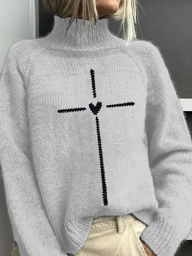 Women's Christian Cross Printed Sweater