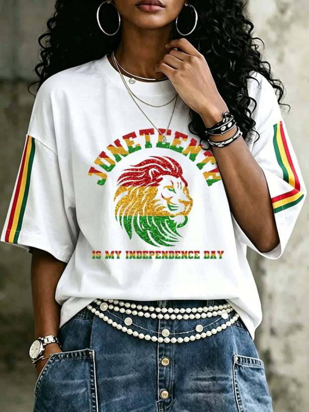 Women's Juneteenth Print Casual T-shirt