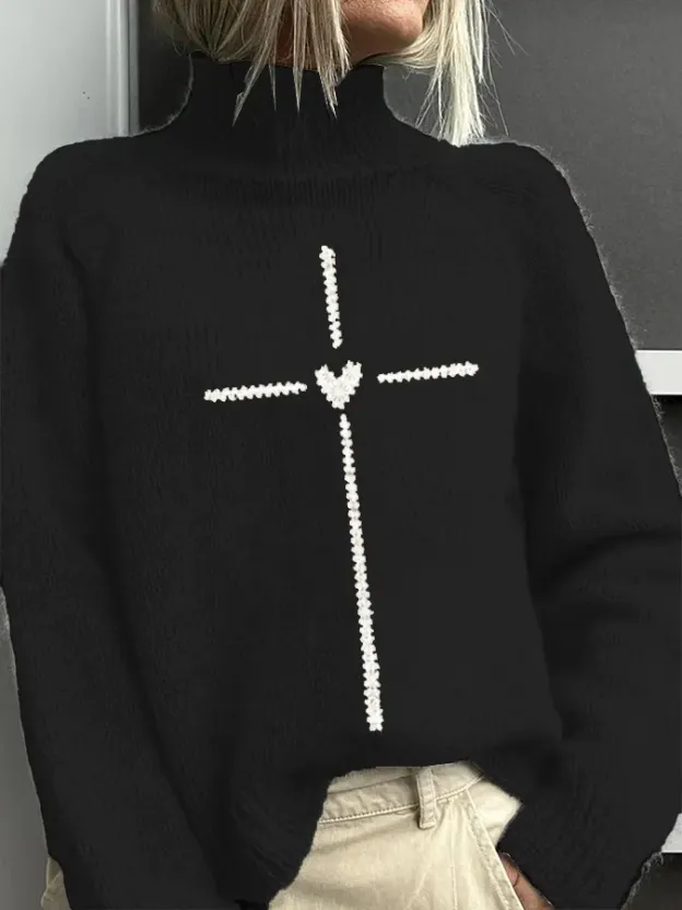 Women's Christian Cross Printed Sweater