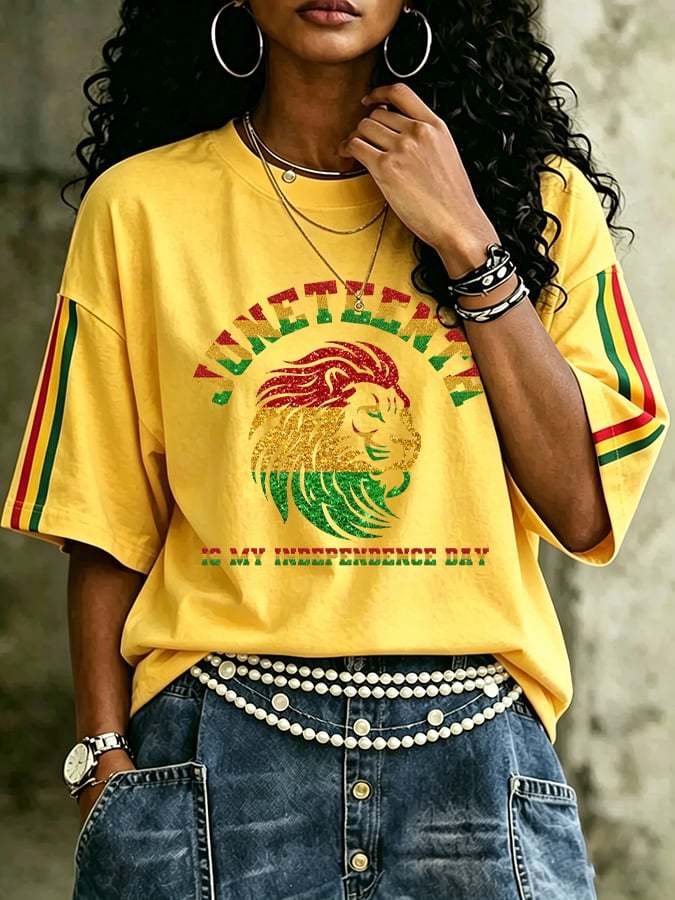 Women's Juneteenth Print Casual T-shirt