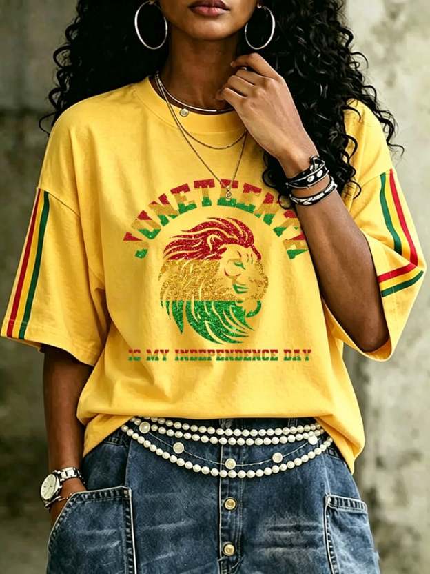 Women's Juneteenth Print Casual T-shirt