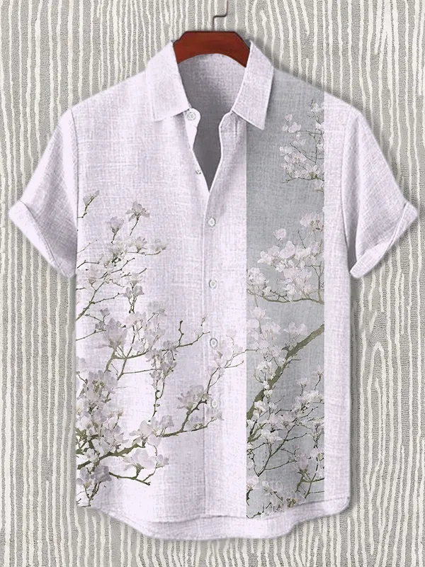 Men's Magnolia Flower Japanese Art Print Shirt