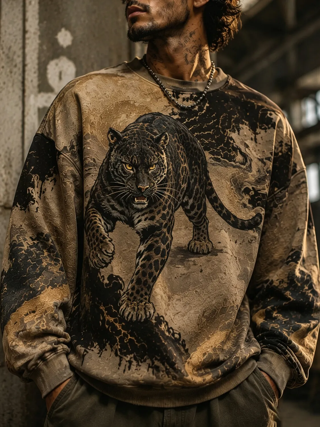 Men's Retro Leopard Print Casual Sweatshirt