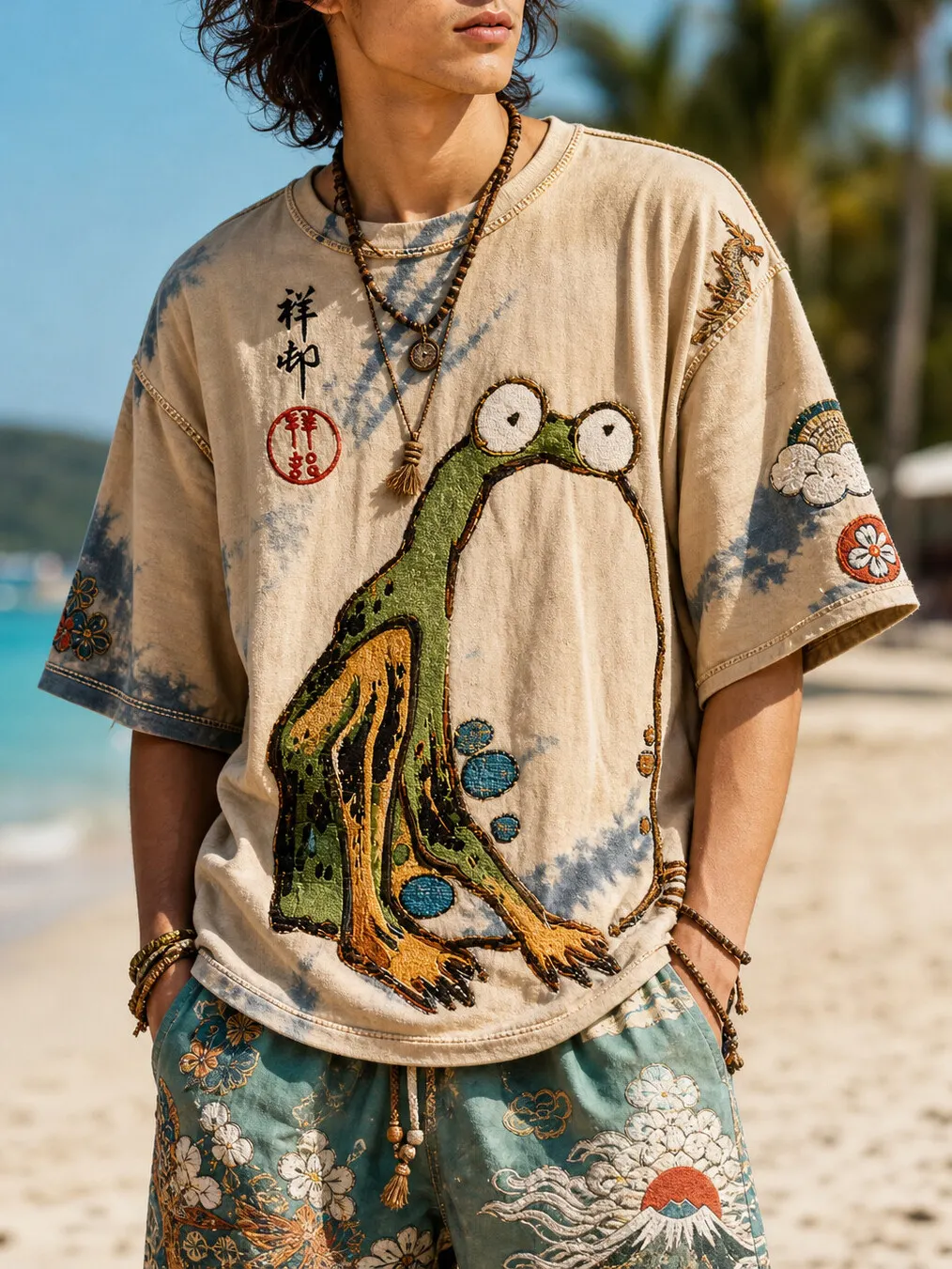 Men's Zen Spirit Frog Tie-Dye Print Casual T-Shirt