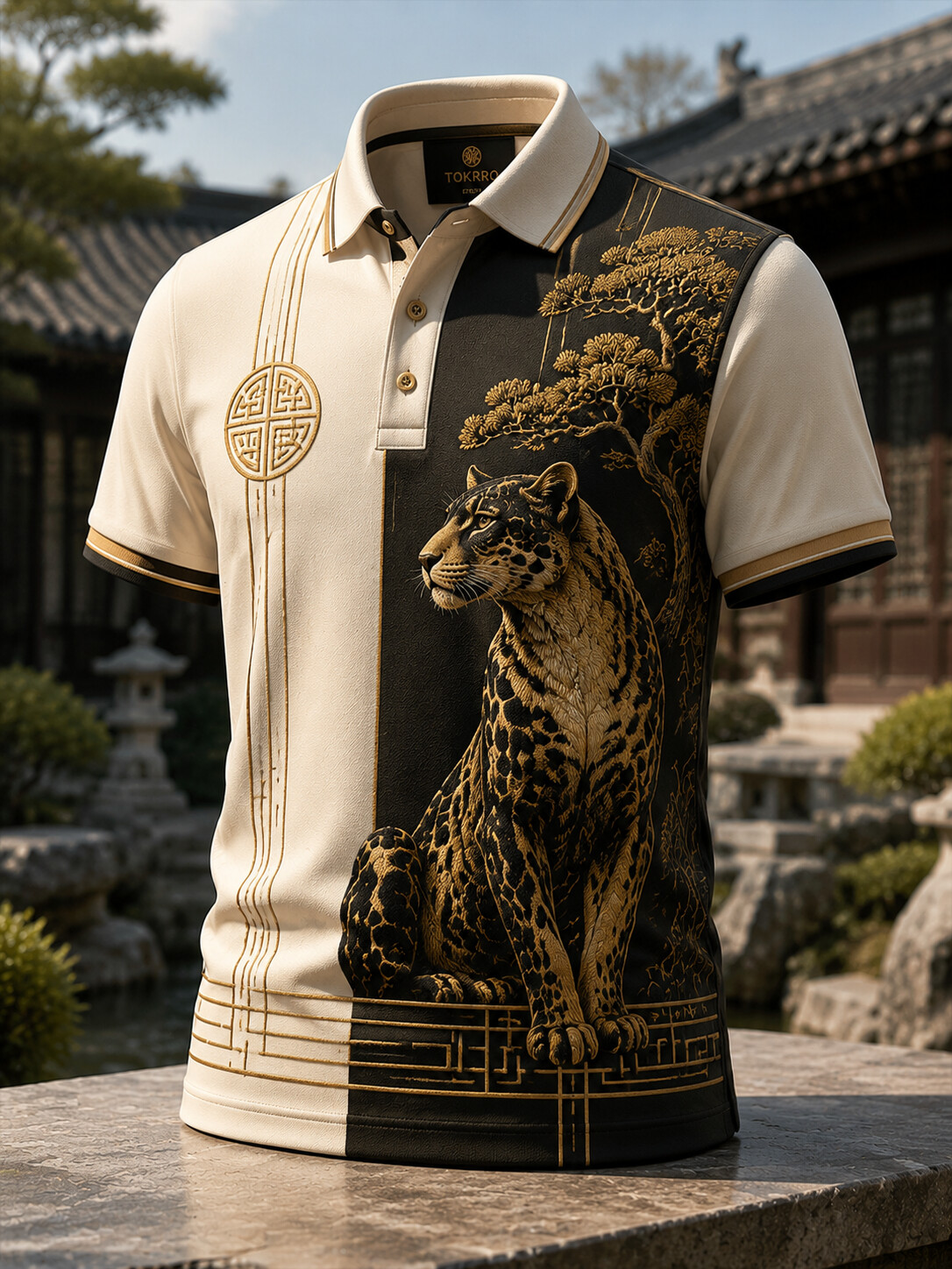 Men's Colorful Leopard Japanese Art Print Polo Shirt