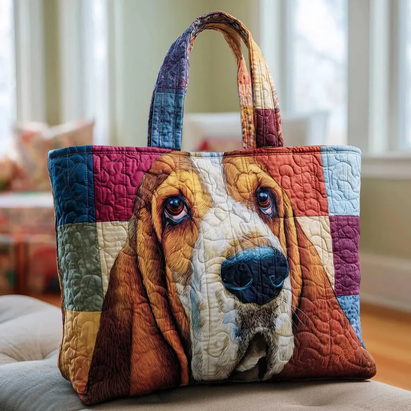 Patchwork Cute Puppy Pattern Quilted Tote Bag