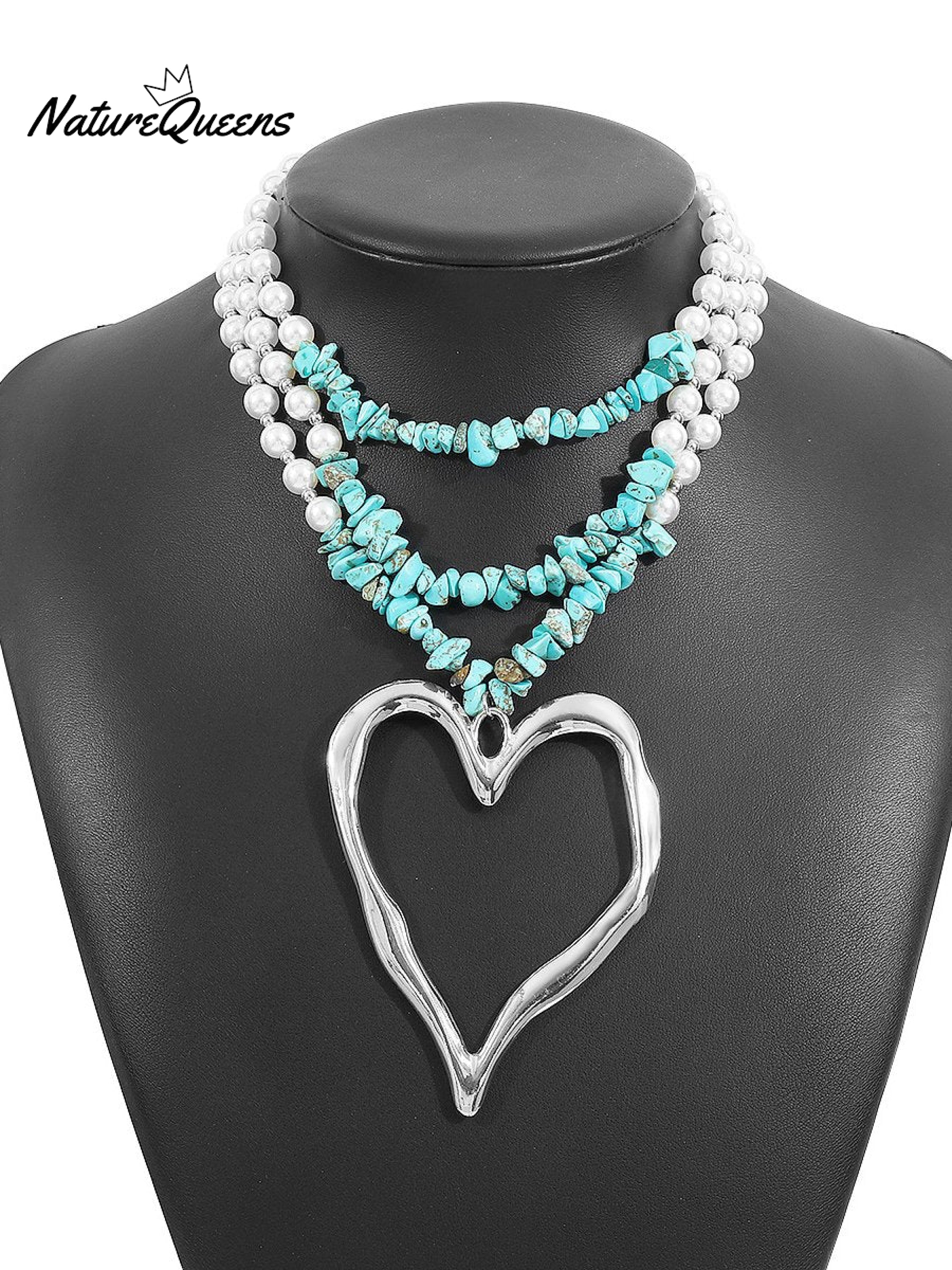Bohemian Multi-layered Large Heart Beaded Necklace