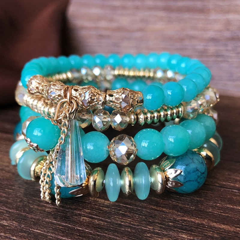 4-piece set of beaded crystal bracelet bohemian style female fashion bracelet jewelry