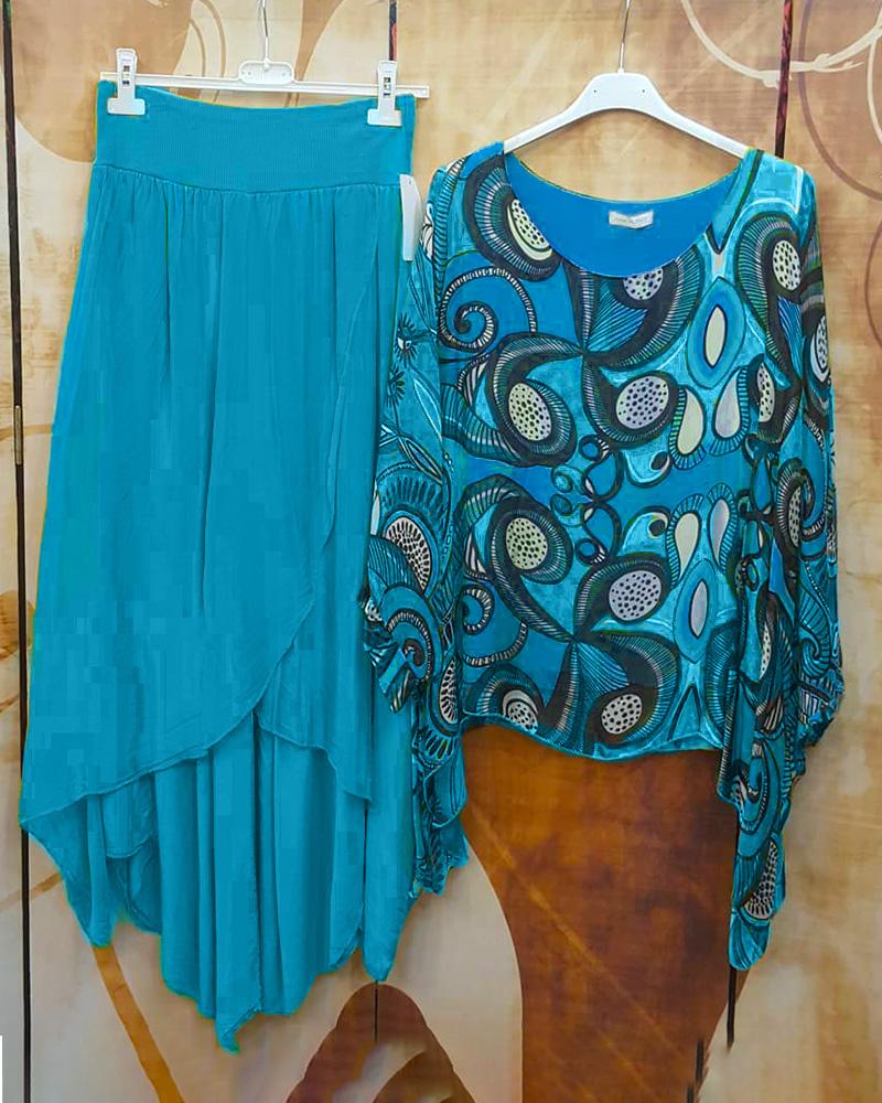 Irregular Hem Round Neck Two-Piece Suit