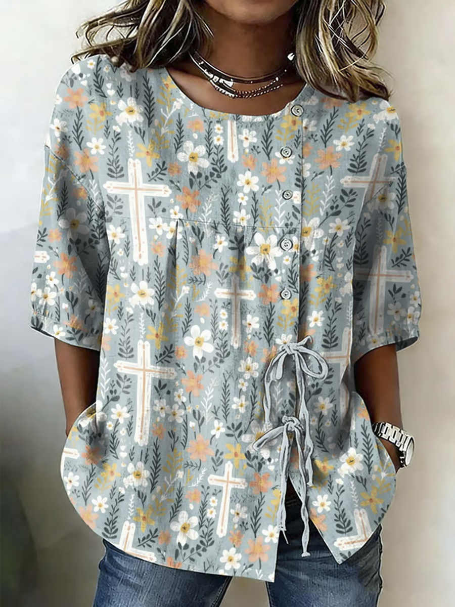 Ladies' Casual Flower Faith Cardigan Shirt