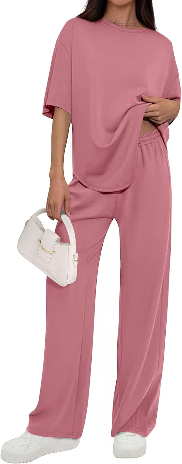 🌸2 Piece Lounge Sets for Women Summer 2026 Short Sleeve Matching Airport Travel Outfits Casual Spring Clothes