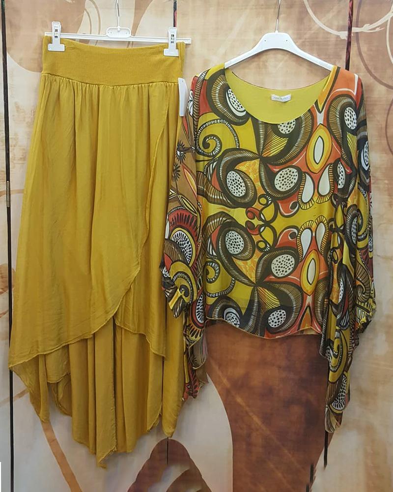 Irregular Hem Round Neck Two-Piece Suit