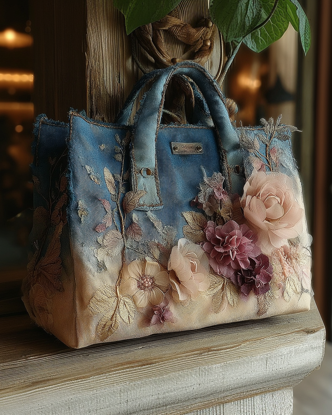 Floral-themed embroidered fashion item: quilted handbag 4748