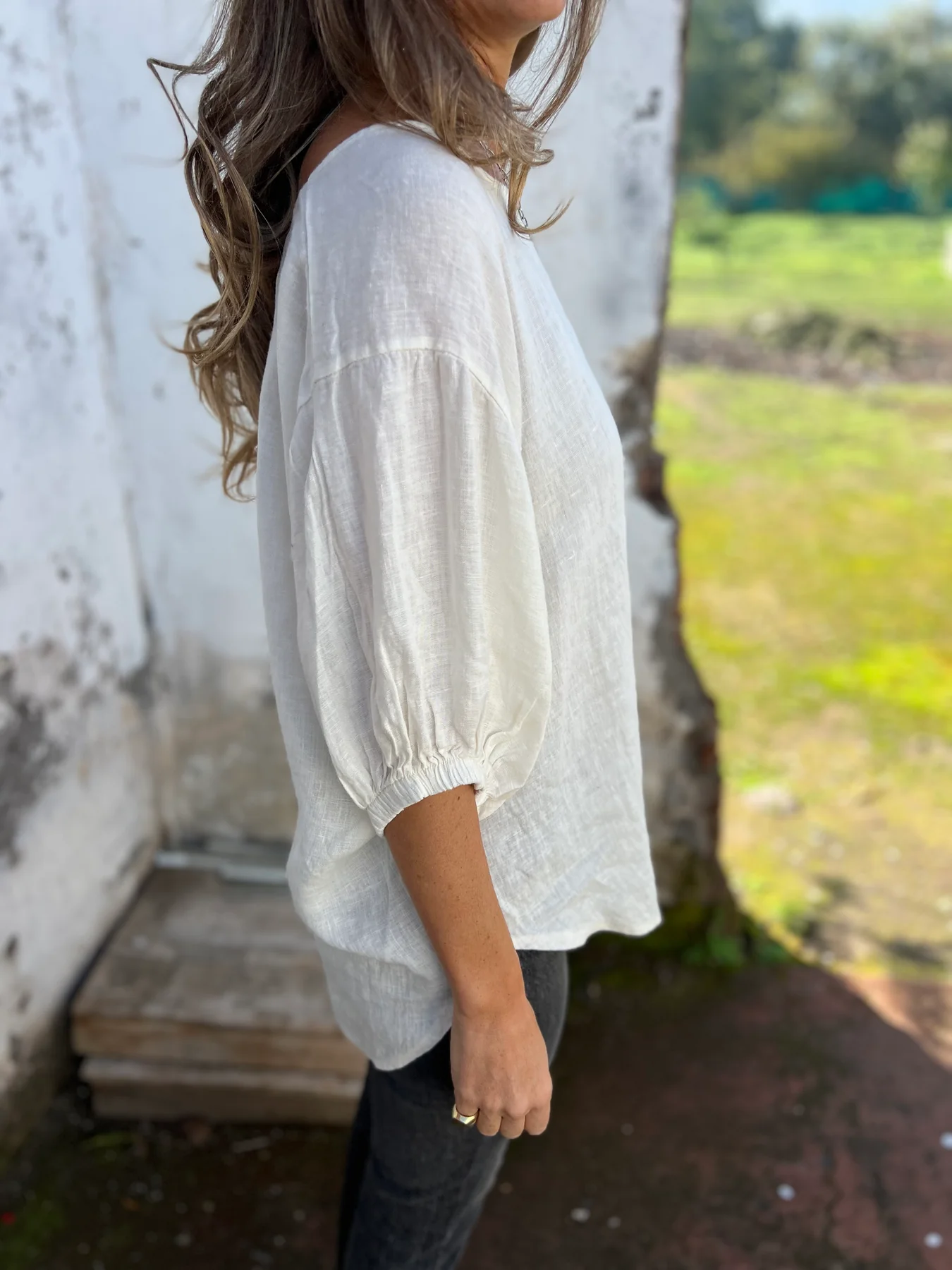 Women's Casual Linen Blouse Short sleeve Top