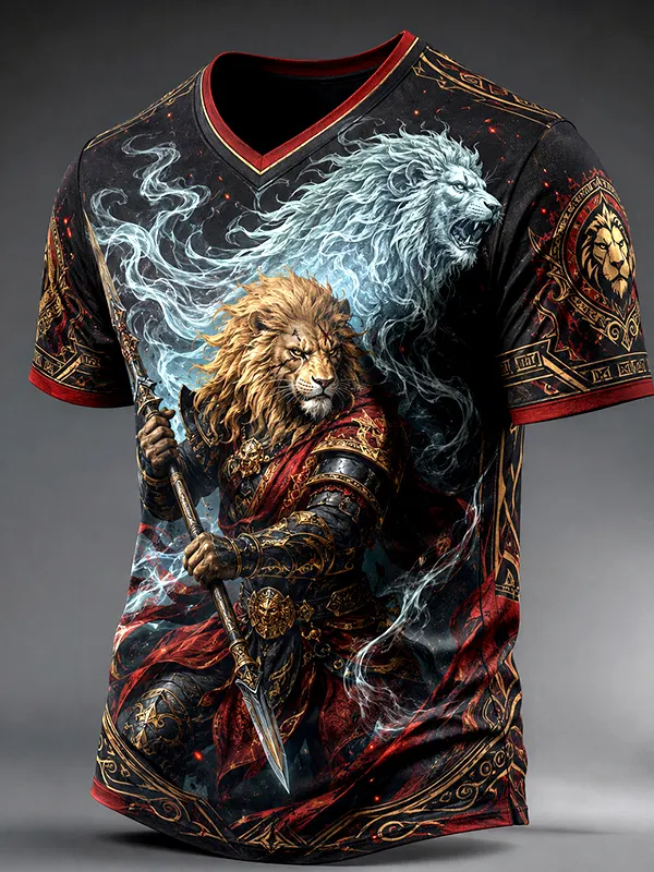 Men's Valiant Lion Warriors Art Print T-Shirt
