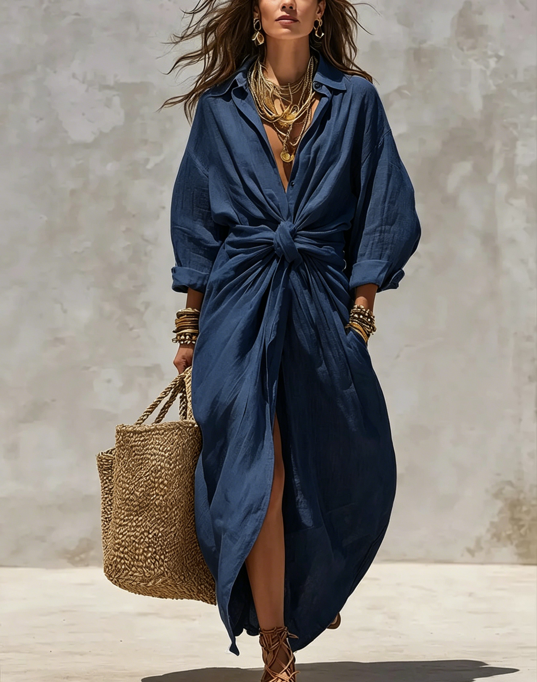 Women's Designer Cotton and Linen shirt dress