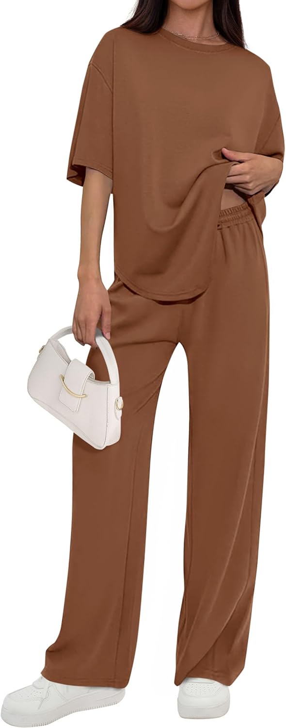 🌸2 Piece Lounge Sets for Women Summer 2026 Short Sleeve Matching Airport Travel Outfits Casual Spring Clothes