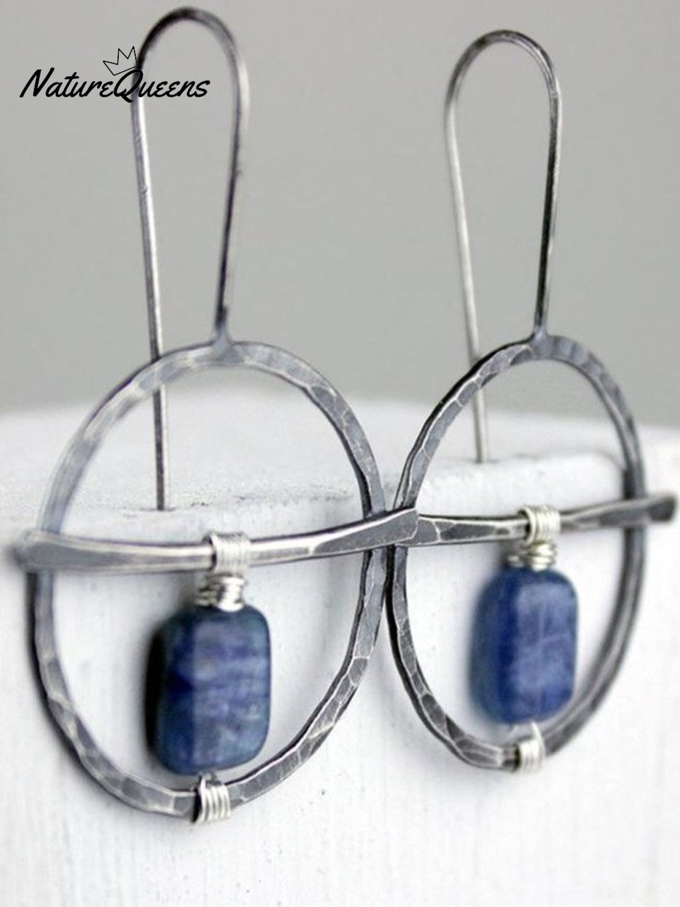 Women's Vintage Hand Wrapped Natural Lapis Lazuli Earrings