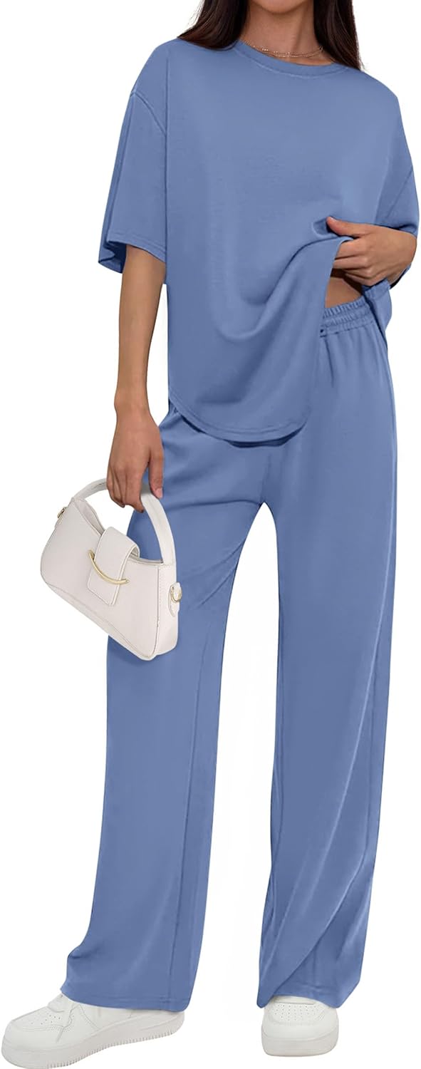 🌸2 Piece Lounge Sets for Women Summer 2026 Short Sleeve Matching Airport Travel Outfits Casual Spring Clothes