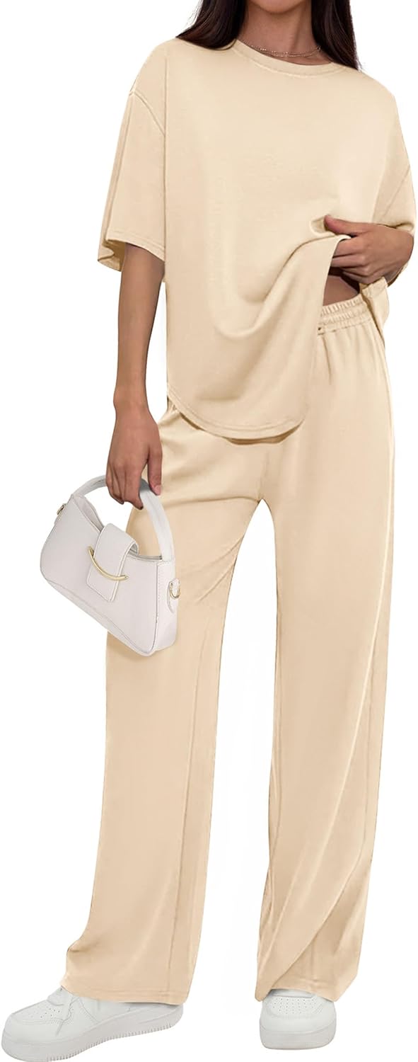 🌸2 Piece Lounge Sets for Women Summer 2026 Short Sleeve Matching Airport Travel Outfits Casual Spring Clothes