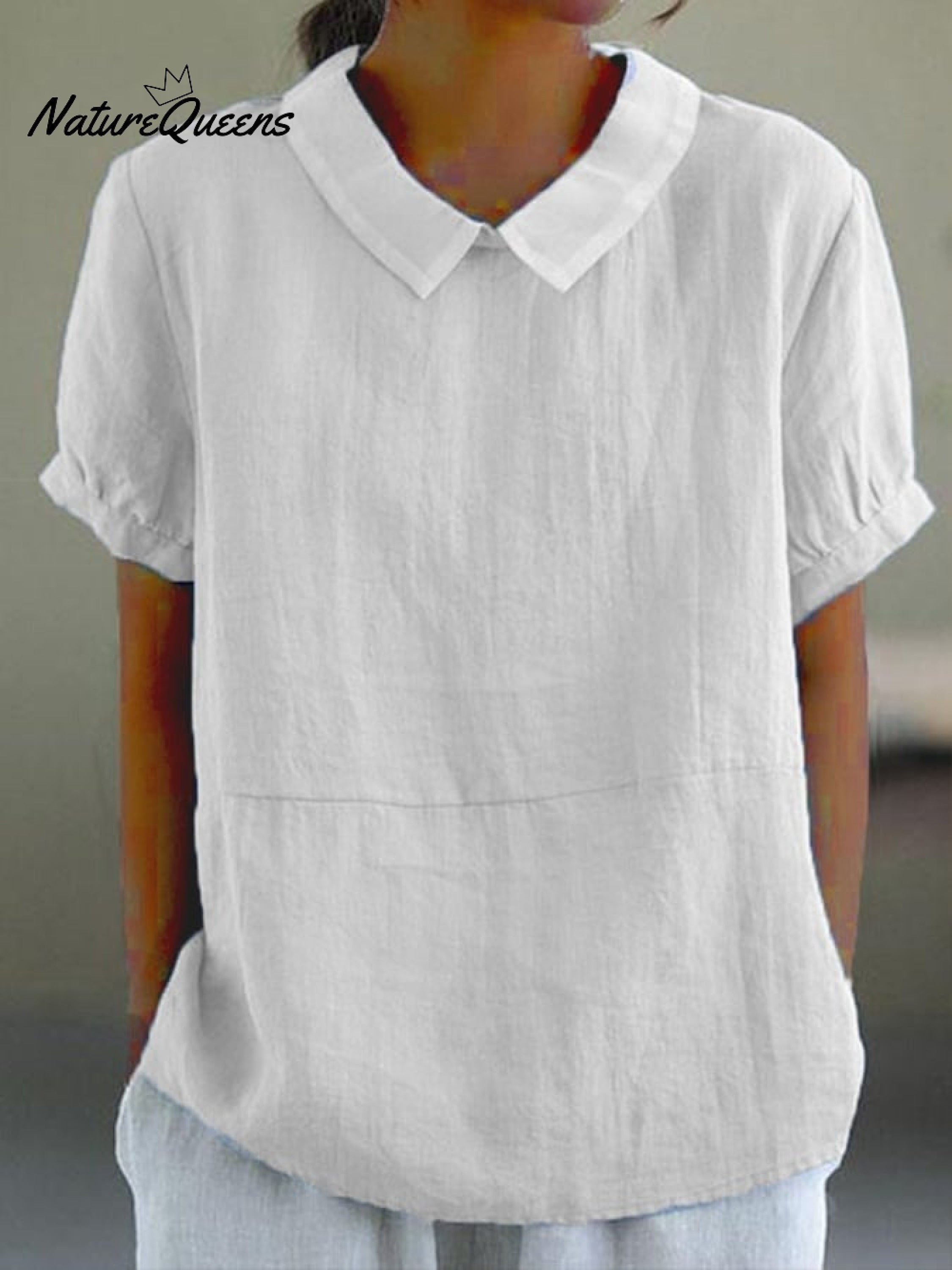 Blue Plain Short Sleeve Round Neck Top