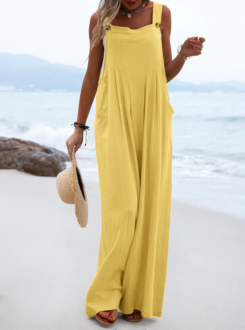 Women'S Multicolor Fashion Button Solid Color Wide Leg Jumpsuit