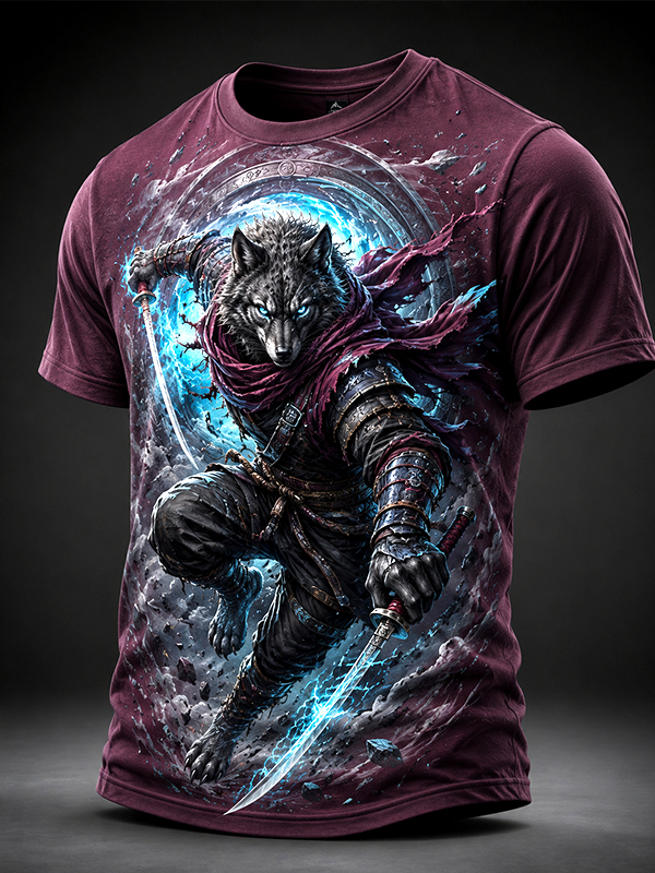 Men's The Legendary Mysterious Wolf Assassin Art Print T-Shirt