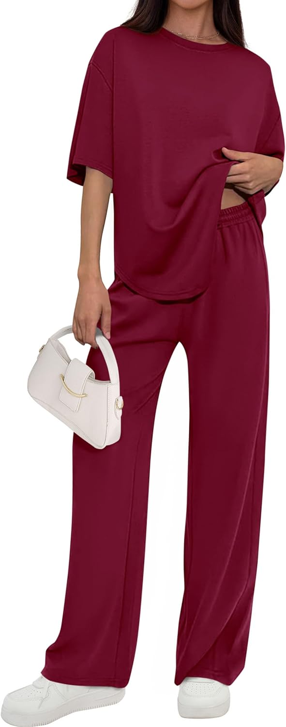 🌸2 Piece Lounge Sets for Women Summer 2026 Short Sleeve Matching Airport Travel Outfits Casual Spring Clothes